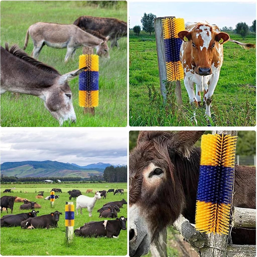 HASTHIP Livestock Scratch Brush for Cattle Horses and Sheep with Nylon Bristles | Barn-Mounted Grooming Tool