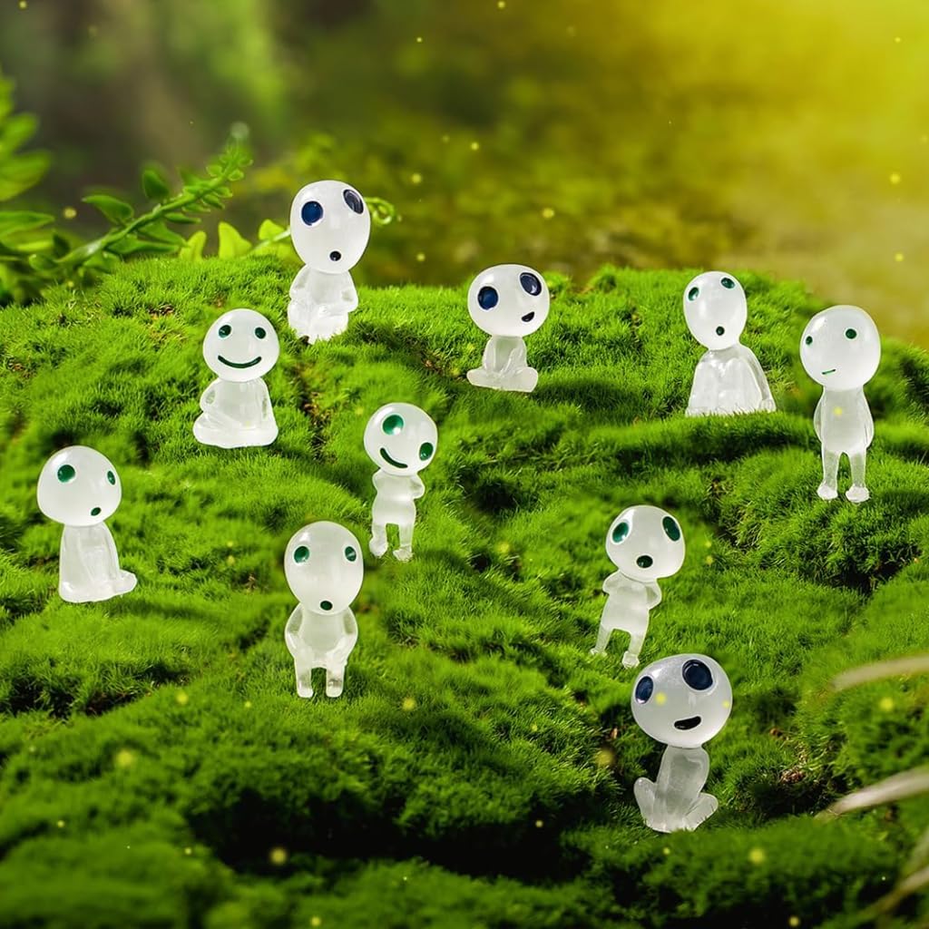 HASTHIP Glowing Mini Alien Figurines for Planters and Terrariums with Luminescent PVC | 10 Pcs Set