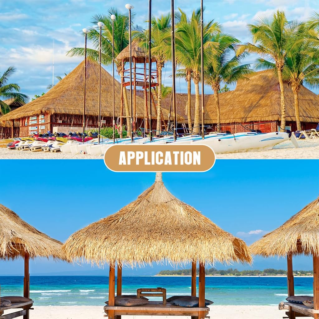 HASTHIP Artificial Thatch Trim for Mexican Tiki Hut Roof 40×100cm 3PCS | Yellowish Hawaii Decor