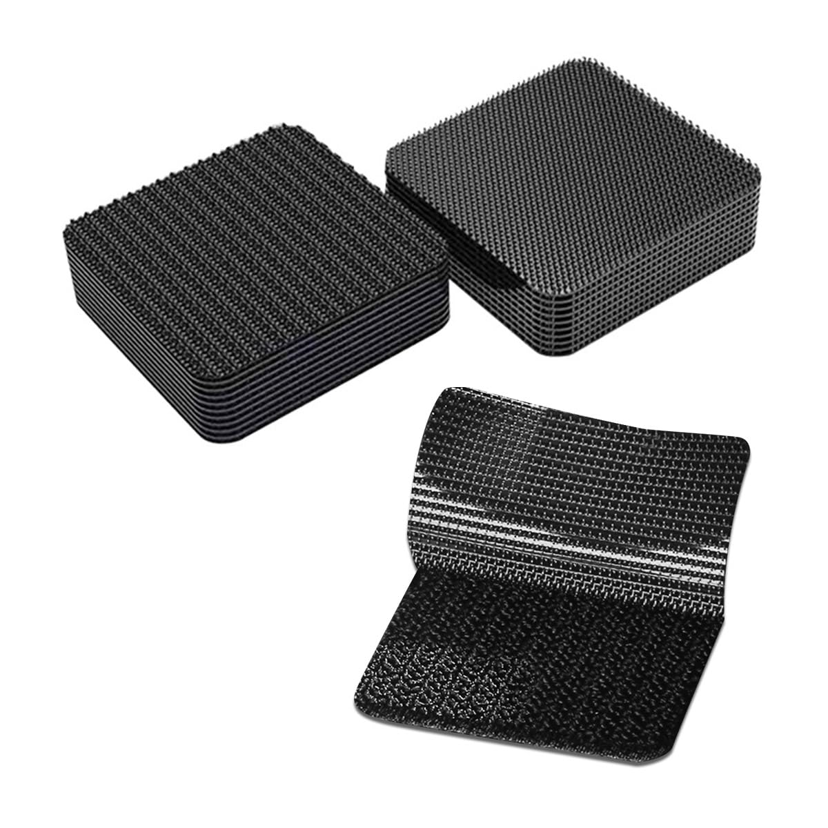 HASTHIP® 40Pcs Door Mat Grippers Rug Grippers Invisible Hook and Loop Rug Grippers, 50x50mm, 30x100mm, Multi-Purpose Carpet Rug Fastener Reusable Non-Skid Carpet Stickers for Hardwood Tile Floors, Car