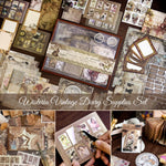 HASTHIP Vintage Journal Supplies Kit for Scrapbooking with 202 pcs A6 Notebook Set | Wisteria Flower Design
