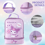 HASTHIP Lunch Box Carrier Bag for School with Double Layer Insulation and 600D Oxford | 18X10X24CM Kawaii Design