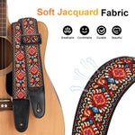 HASTHIP Guitar Strap with Double Sided Embroidered Pattern 34–41 Inches | for Acoustic and Electric Players
