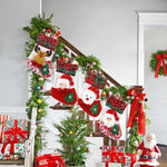 HASTHIP Christmas Stockings Set for Tree and Door with 9.8 in Size Loop Hanging | 4 Red Designs