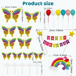 HASTHIP Happy Birthday Cake Topper Set 23 Pcs for Party Decoration with Rainbow and Butterflies | Reusable Eco Friendly Decorations for Kids and Family Celebrations