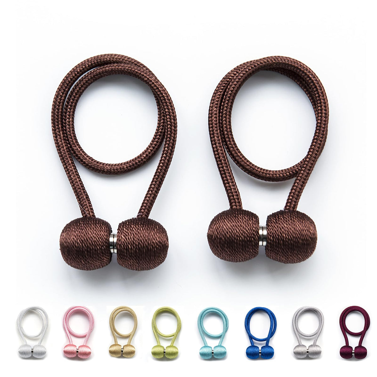 HASTHIP® Window Curtain Tiebacks Polyester Solid Drapery Magnetic Holdbacks for Office and Home Decorative (White, 1 Pair, 2 Pcs)-Bronze
