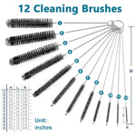 HASTHIP Straw Cleaner Brushes for Bottles and Sippy Cups with Fine Tip | 12pcs 8 in Stainless Steel and Nylon Set
