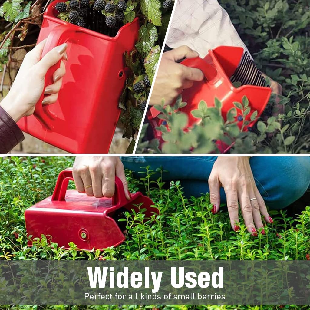 HASTHIP® Metallic Berry Picker Comb & Rake - Plastic Blueberry Picker Scoop With Ergonomic Handl - Fruit Picker Tool - Blueberry Rake Scoop for Orchard - Easier Berry Picking for Blackberries & Cherry