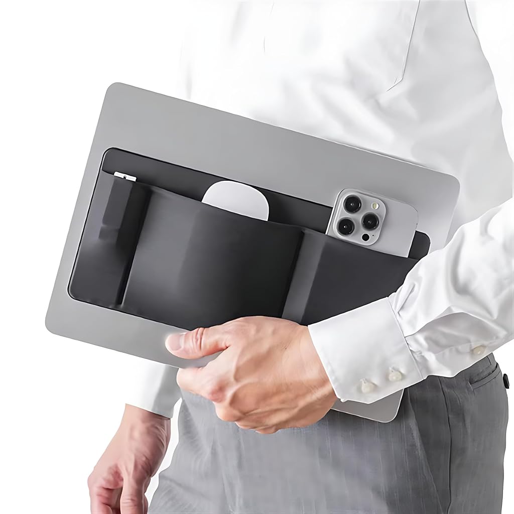 HASTHIP® 3-Pocket Organizer, Mouse Holder for Laptop Stick o