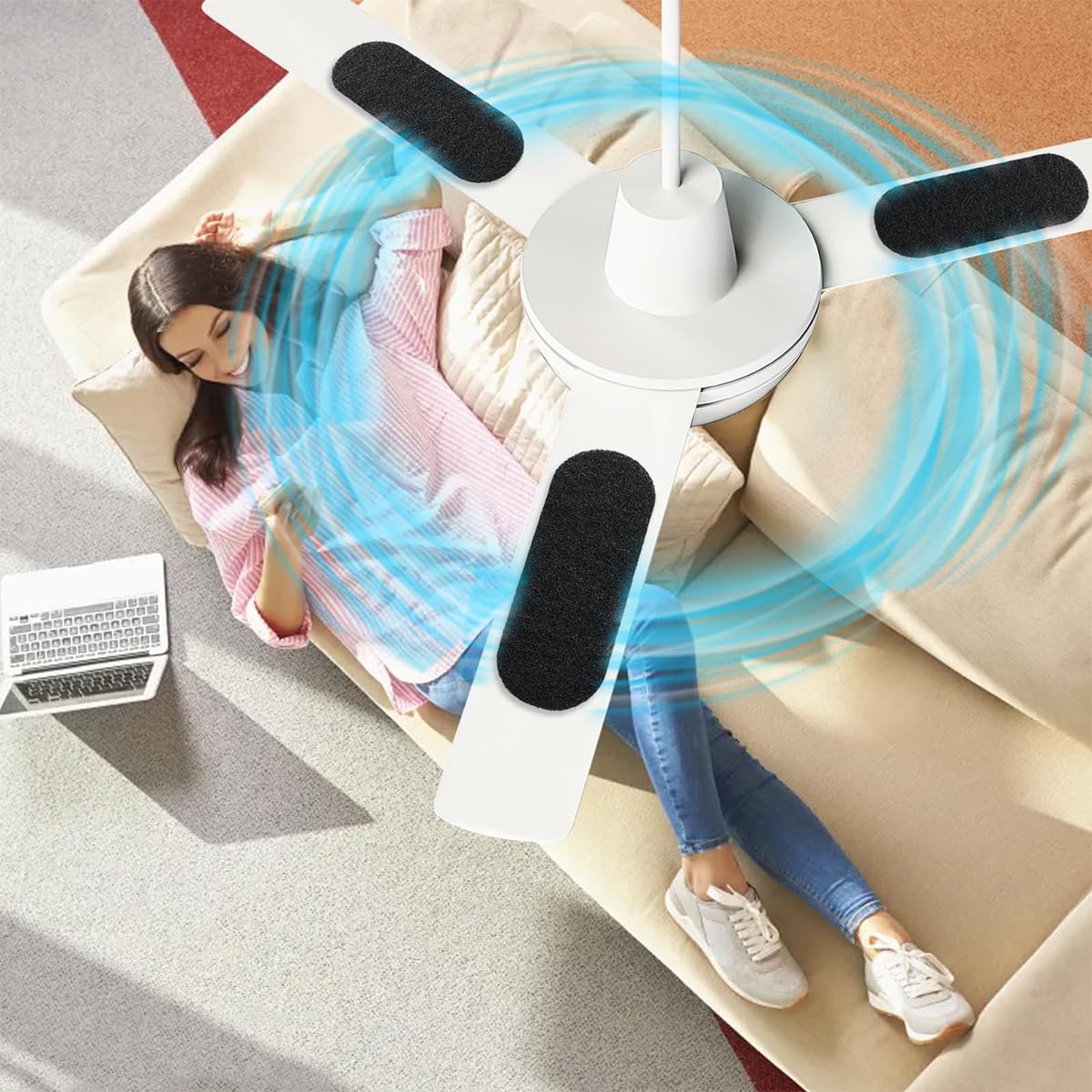HASTHIP Ceiling Fan Filters for Cleaner Air with Activated Carbon Pads 25cm x 9cm | Easy Self-Adhesive Installation