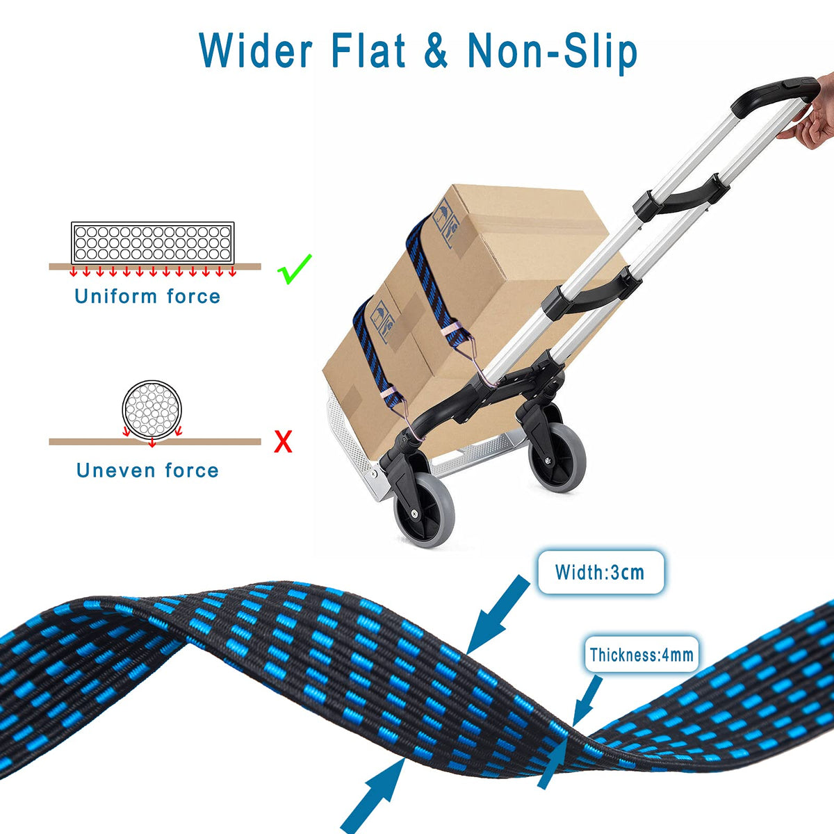 4Pcs 3.3ft Luggage Strap for Motorcycle Bike with Metal Hooks, High Elasticity Bungee Cord Elastic Rope