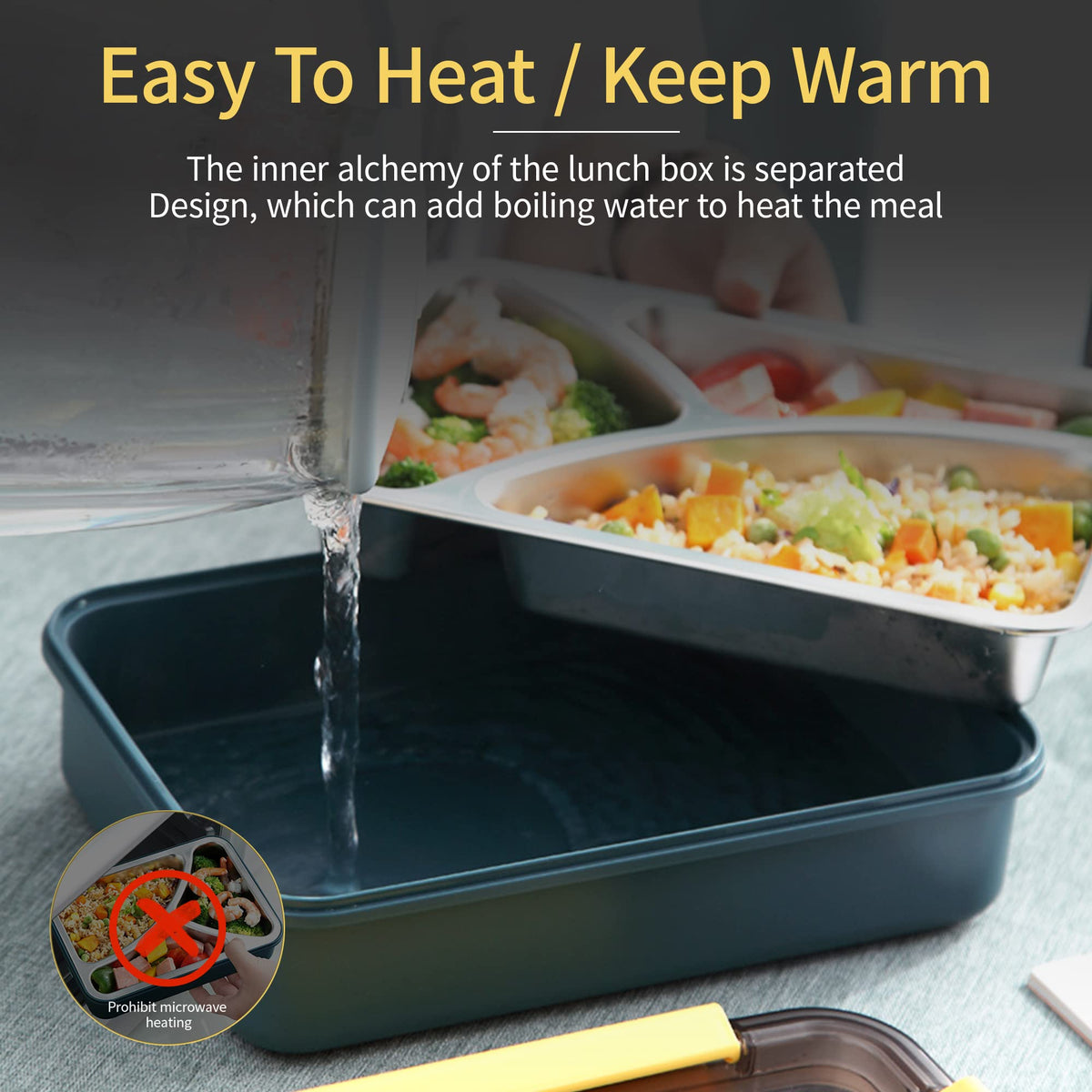 HASTHIP Lunch Box for School and Office with 4 Compartments 1000ml Stainless Steel | Leakproof Bento Set for Men Women and Kids