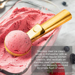 HASTHIP Ice Cream Scoop for Dessert and Fruit with Easy Trigger Lever 7 in Golden Stainless Steel Handle