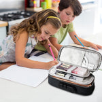 HASTHIP Canvas Large Capacity Pencil Case with Combination Lock 4 Layer Design | Waterproof Box for School Boys and Girls