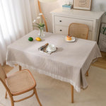 HASTHIP Table Cover for 4 Seater Dining Table 51.2x51.2 in with Cotton Linen Fabric | Beige Square Design