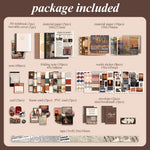HASTHIP Vintage Scrapbooking Stickers Gift Set for DIY Journals with A6 Notebook and 160x212mm Portable Box | Brown Time-Themed Stationery