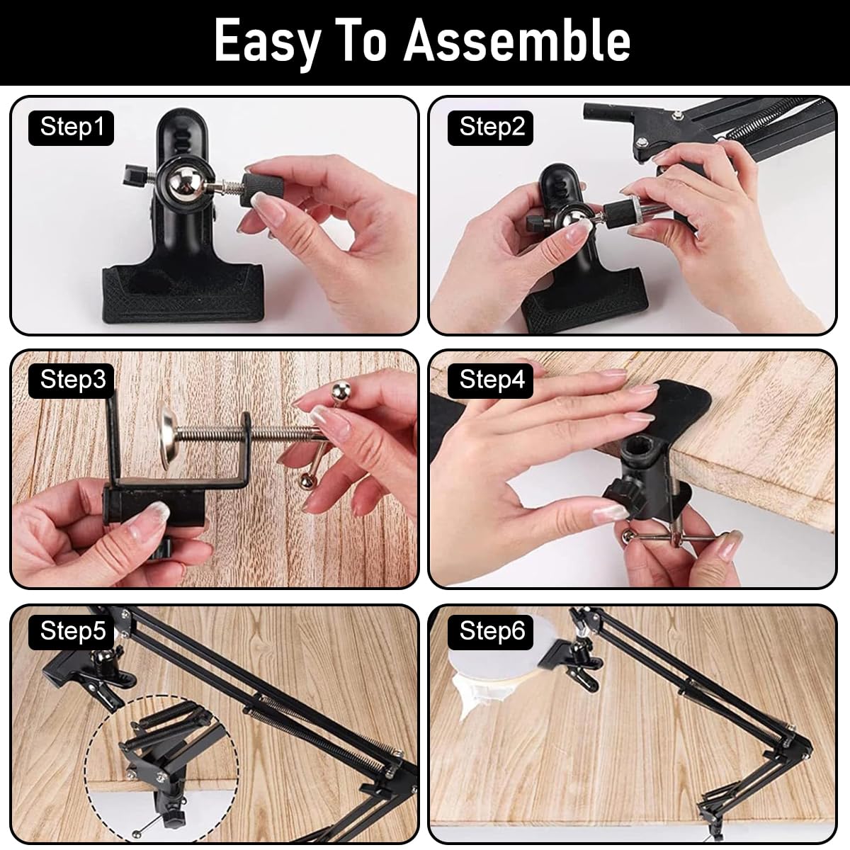 HASTHIP Embroidery Hoop Holder for DIY Craft with 13.7 in Flexible Arms and Screw-Fixed Desk Clamp