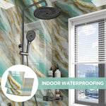HASTHIP Wall Decorative Stickers for Home Decor with Tin Foil Adhesive Backing | 10 Pcs 11.8 in Square Marble Pattern Waterproof Tiles
