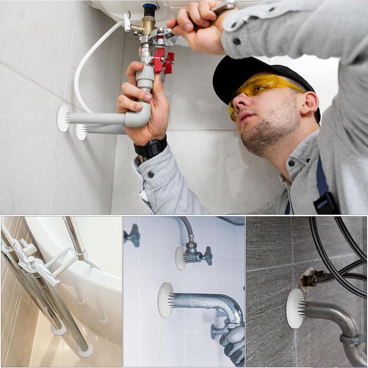 HASTHIP® 5Pcs Pipe Cover Decoration for 14-45mm Plumbing Plumbing Plates Water Pipe Cover Water Pipe Drain Line Cover Radiator Escutcheon PP Plastic White Decorative Toilet Pipe Cover