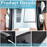 HASTHIP® Organizador de Coche Asiento Frontal de Cuero PU, Accesorio Interior para Consola, Bolsillo Lateral entre Asiento y Consola para Teléfonos, Gafas, Llaves y Tarjetas, Negro