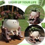 HASTHIP Mini Succulent Pot for Desk and Home Decor with Rocking Chair Resin Design 11.3x12.4x11.7cm | Gift for Friends