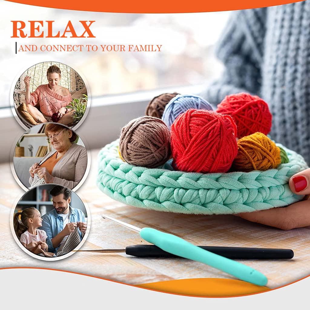 HASTHIP Crochet Hooks Set for Beginners with 40 pcs Full Kit and Ergonomic Rubber Handles | Green Case