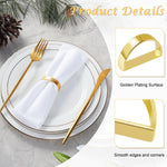 HASTHIP Napkin Rings for Dining Table featuring Golden Semicircle Design and 24PCS Set