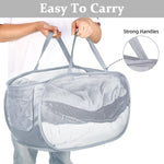 HASTHIP Laundry Basket for Dorms and Travel with Folding Elastic Frame Mesh Fabric | Grey
