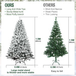 HASTHIP® 59 Inches Christmas Tree for Home Decor DIY Assembly 350Pcs Flocked Pin Oak Branches Flocked Artificial Christmas Tree Decorative Powdery Snow Fake Christmas Tree for Christmas Home Decor