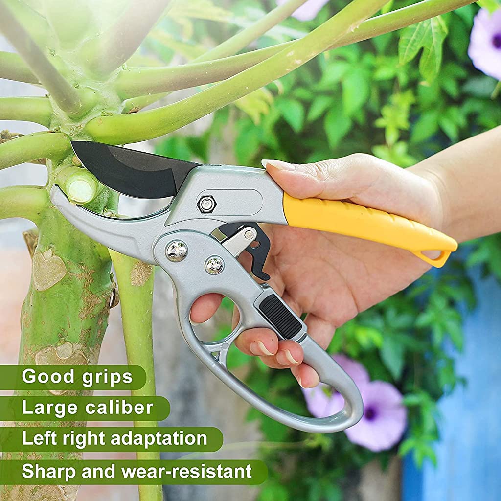 Gardening Scissor Stainless Steel Garden Snip with Safety Lock Garden Shears Sharp Cutter Pruners Scissor for Lawn, Garden & Potted Plants (A)