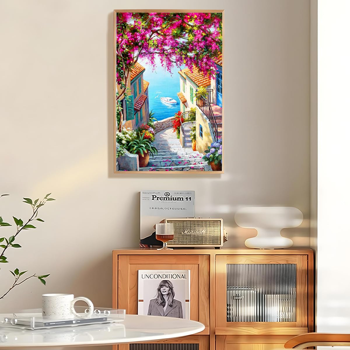 HASTHIP Paint By Numbers Art Kit for Relaxing DIY Home Decor with Tools and Pigments 16x20 | Mediterranean Dreamscape Acrylic Canvas Craft Gift