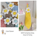 HASTHIP® 2 Pack Kitchen Hand Towels with Loop,Soft Absorbent Flower Hand Bath Towels-Multicolor
