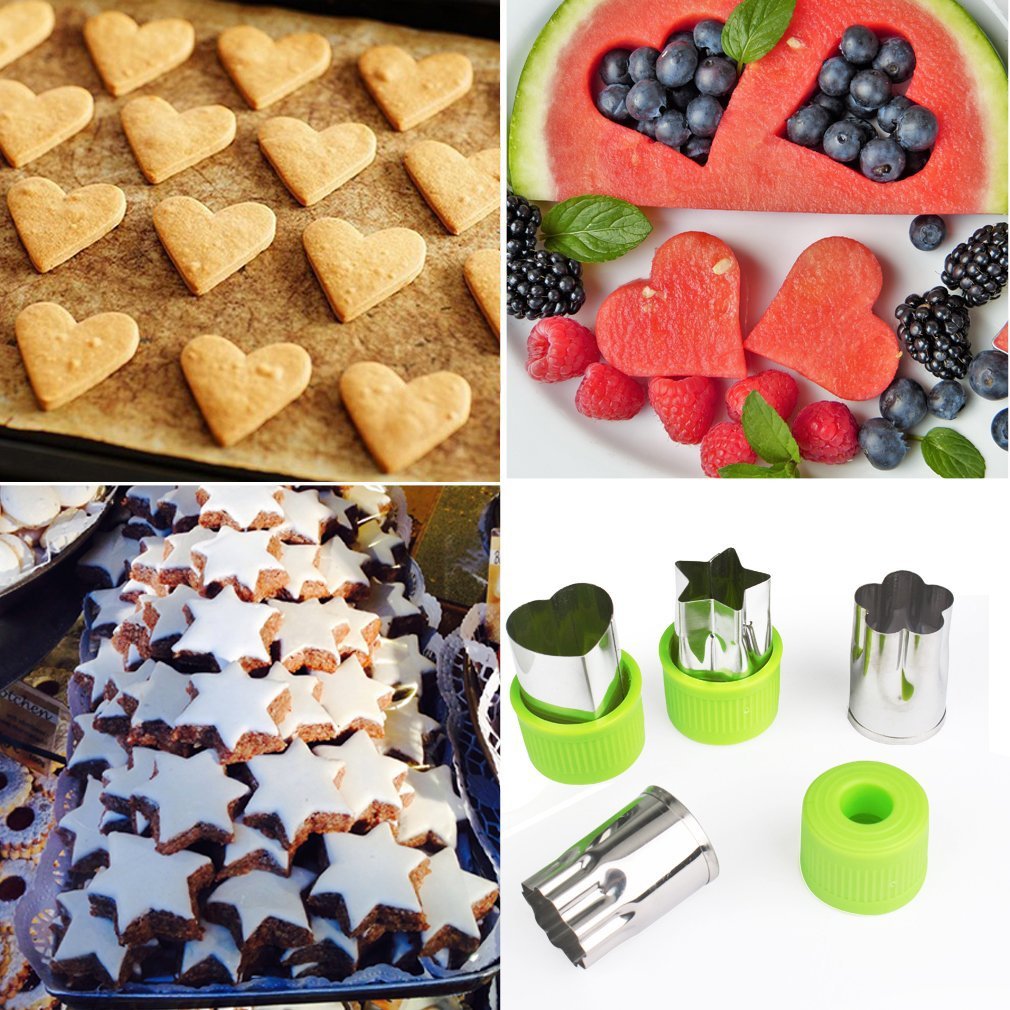 HASTHIP Fruit Vegetable Cookie Cutters Shapes Set for Kids with 30 pcs Stainless Steel Molds