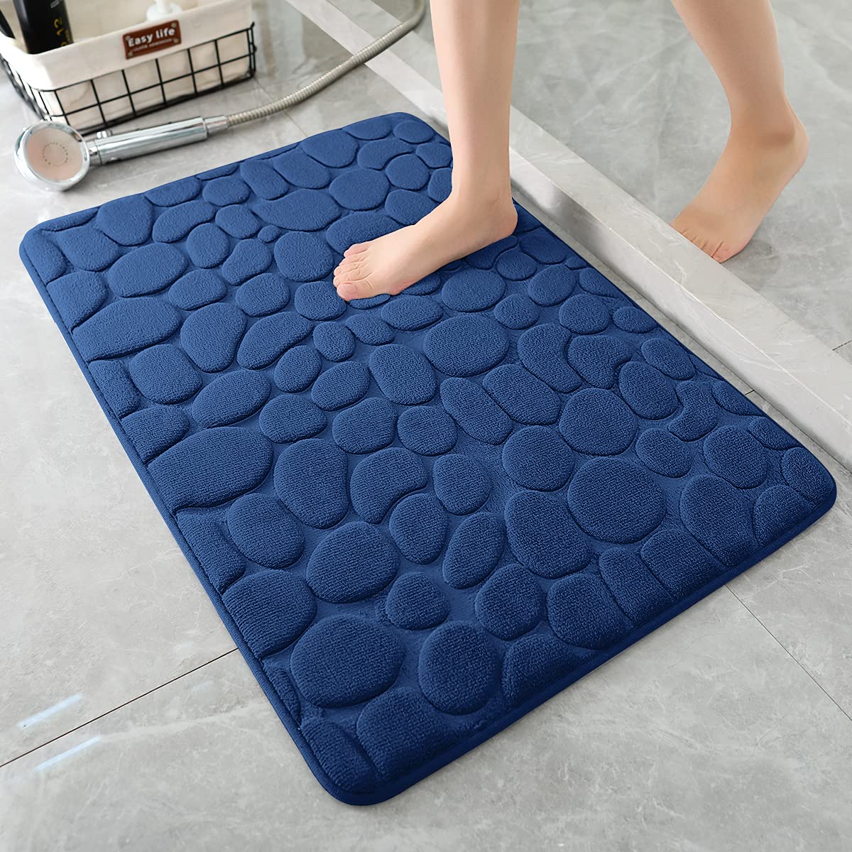 HASTHIP Bathroom Mats 9 Pcs 30x30cm for Wet Floors with Drain Holes | DIY Anti Slip Assembly
