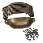 Supvox Generic Imported 10Pcs Antique Brass Door Cabinet Knob Wardrobe Drawer Shell Pull Handle-Perfect for Home & Office Drawers