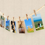 HASTHIP Hanging Photo Display for Wall Decor with 18 Clips and 2×55 in Wooden Bead Garland