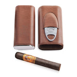 HASTHIP® Fortune Nexus Cigar Case for Travel,Cedar Wood Lined Leather Humidor with Stainless Steel Cigar Cutter,Portable Humidor Tube Holds 3 Cigars Storage Gift Set for Men 2 Pack Cigars Not