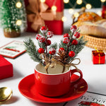 HASTHIP Artificial Christmas Floral Picks for Wreaths with Hemp Rope Hanging 8pcs 7.87in | Red Berries Pinecones and Holly Leaves Decor
