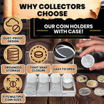 HASTHIP® 60 Pcs Coin Box with 5 Sizes Protective Gasket, Clear Plastic Coin Capsule Holder for 17-40mm Coins, Tokens, Medals, Collecting Storage Organizer