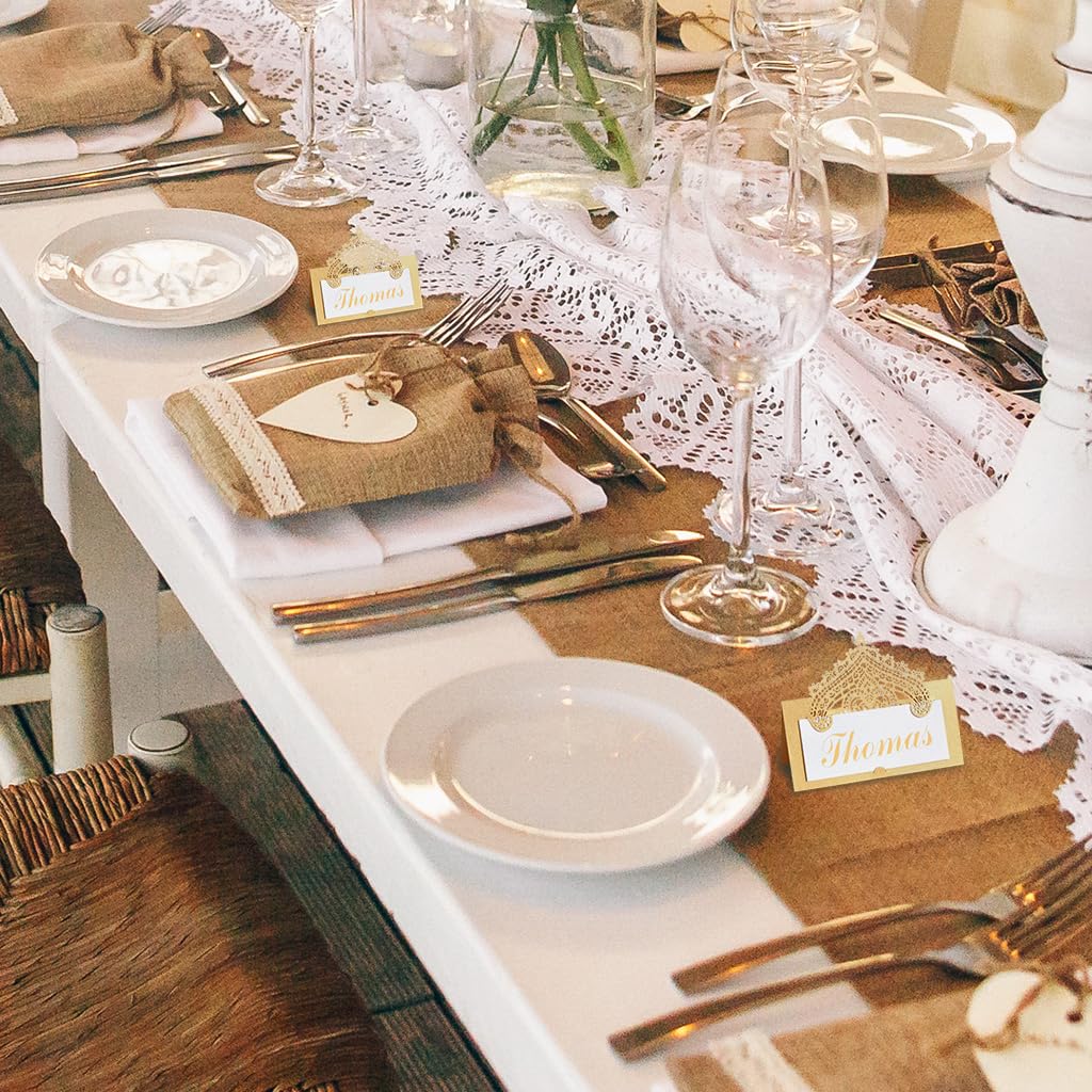 HASTHIP Place Cards for Wedding and Banquet Table Settings featuring 50 Foldable Gold Holders