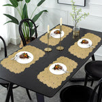 HASTHIP Placemats for Dining Table with 30x45cm Floral Embossing PVC Design | Golden Daisy Set of 6