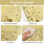 HASTHIP Placemats for Dining Table with 30x45cm Floral Embossing PVC Design | Golden Daisy Set of 6