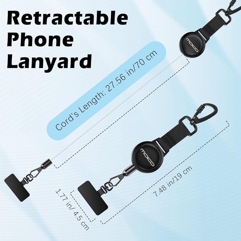 HASTHIP® Cordón Retráctil Antirrobo para Teléfono con Mosquetón Metálico de Bloqueo,Correa de Seguridad Giratoria 360° para Móvil,Llaves y Herramientas Ideal Senderismo y Escalada