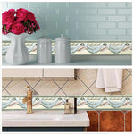 HASTHIP® Wall Border Sticker - 3.9''×29.5 Ft Self-Adhesive Floral Trim PVC Frame Sticker, Kitchen Bathroom Waterproof Wallpaper Border Self Adhesive Tiles Sticker for Room Decor, Cupboard (Green)