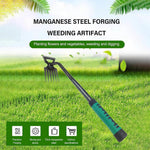 HASTHIP Weeder Hand Tool for Garden Weeding with 6 Claws Steel Head and Rubberized Handle | 40cm Manual Weed Puller for Lawn and Plant Pot