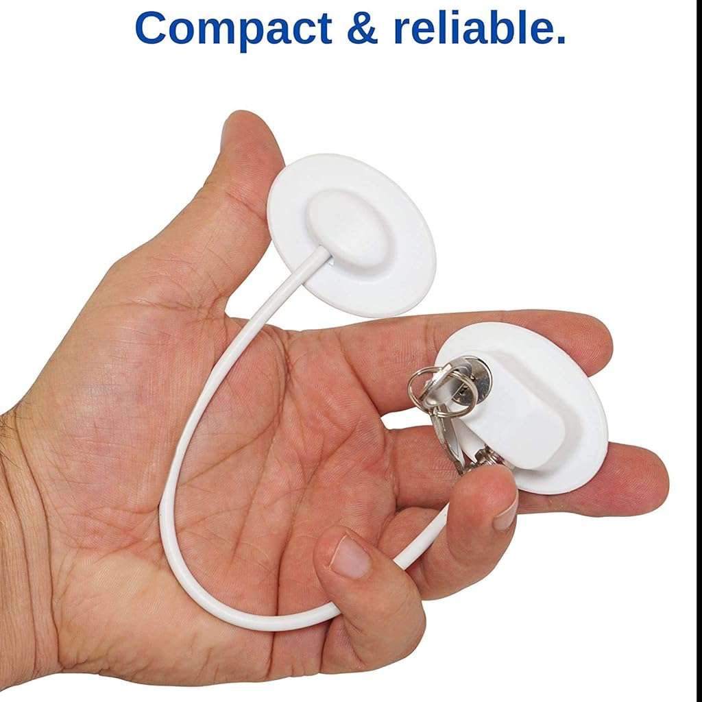 HASTHIP® SafetyGuard Child Safety Lock for Cabinets, Cupboards, Fridge & Freezer, 2 Keys Included, Adhesive Residue-Free, White Childproof Lock for Home Security