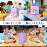 HASTHIP Lunch Box Carrier Bag for School with Double Layer Insulation and 600D Oxford | 18X10X24CM Kawaii Design