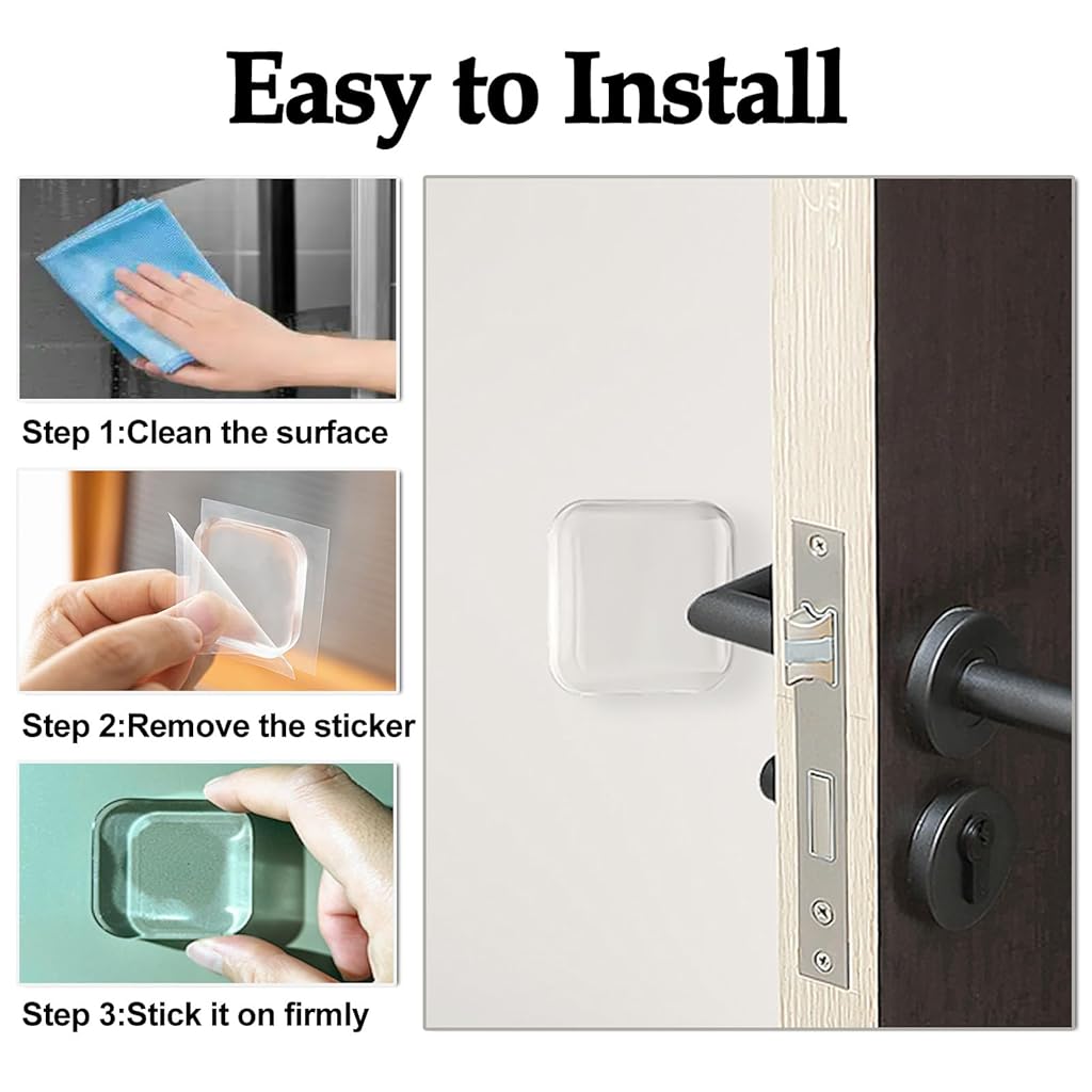 HASTHIP® Clear Rubber Door Stopper Wall Protector 6 Pack Self-Adhesive Silicone Gel Bumper Pads for Home Office Furniture Door Handle Cushion Anti-Collision Sound Dampening Transparent