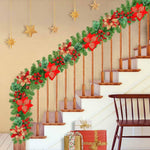 HASTHIP Christmas Garland for Fireplace and Stair Decor with Red Flowers and Berries 106 in | Festive Indoor Outdoor Holiday Decoration