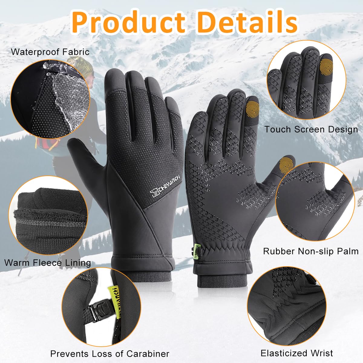 HASTHIP® Winter Riding Gloves Outdoor Thermal Gloves with Touch Screen Finger Tips
